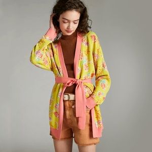 Aldo Martins | Marguerite Yellow Floral Cardigan Sweater | NWT
